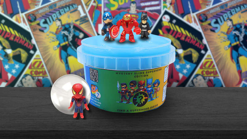 Slime Mystery Superhero slime (comes with a superhero toy inside)