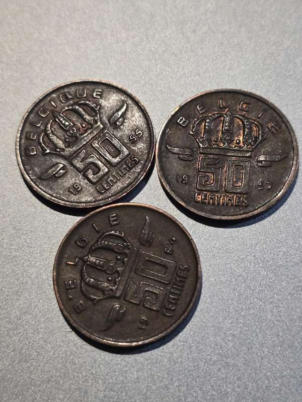 3 Belgium 50 cents