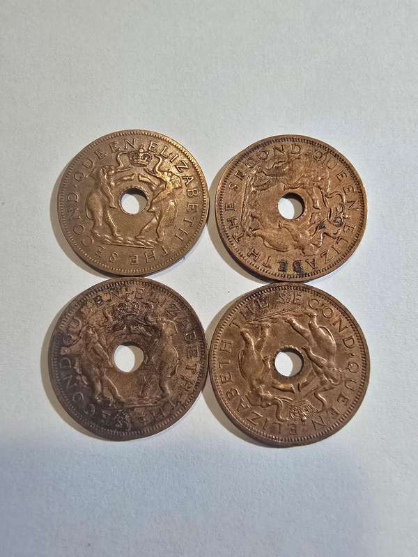 4 Old Rhodesian Pennies