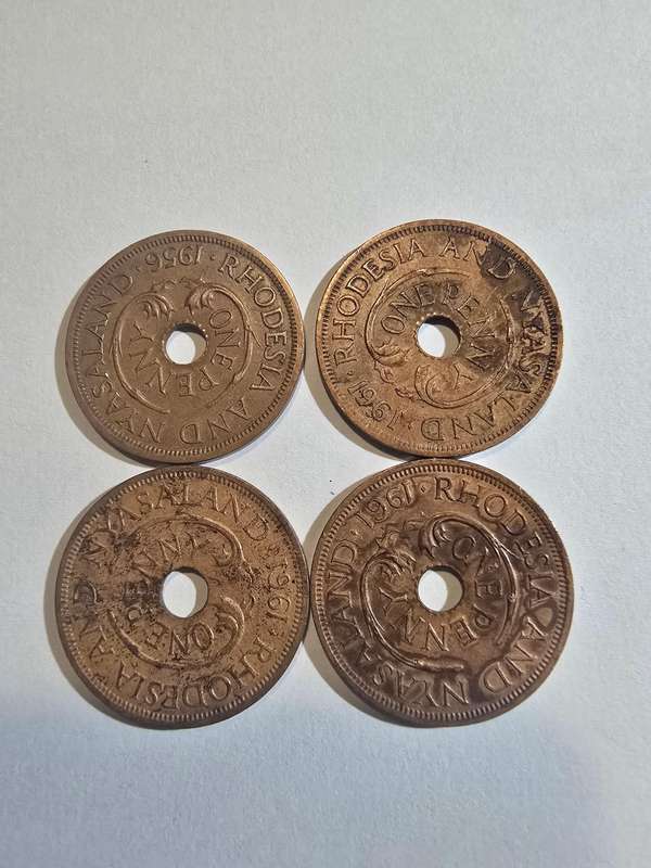4 Old Rhodesian Pennies