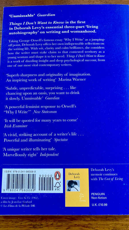 Things I Don't Want To Know by Deborah Levy
