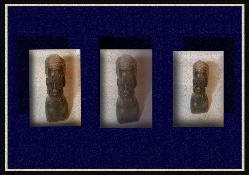 African Art - 1 x Sculptured Head in Solid Stone