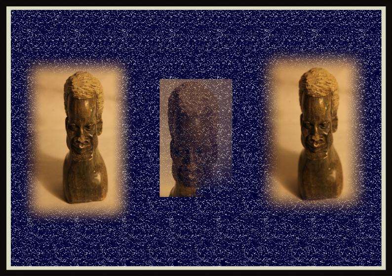 African Art - 1 x Sculptured Head in Solid Stone