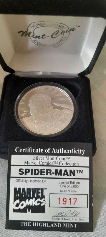 Silver Spiderman Coin. Limited Edition
