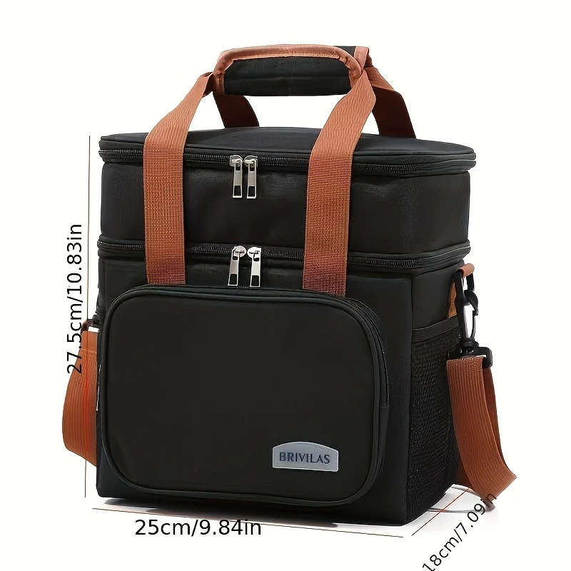 Insulated Lunch Bag for Picnics Leakproof, Thick Thermal Cooler Bag Has Adjustable Shoulder Strap