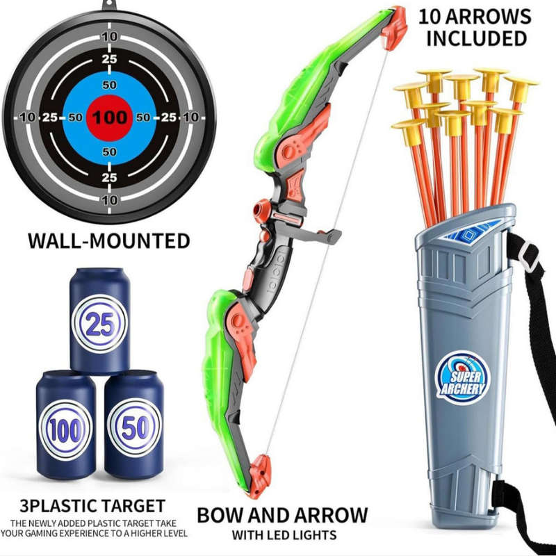 Bow and Arrow Set for Kids 3-10 Years, with 10 Suction Cup Arrows & Target