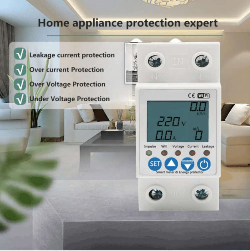 Smart Switch Voltage & Energy Monitoring / Earth Leakage / 63A / wifi TUYA