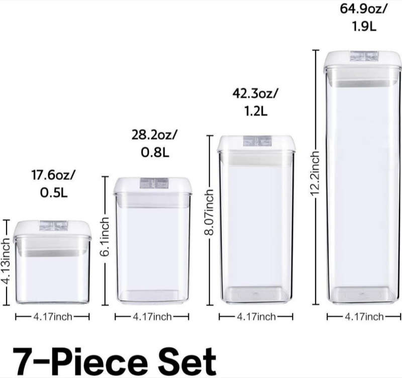 7 Pieces Air Tight Food Storage Containers - White