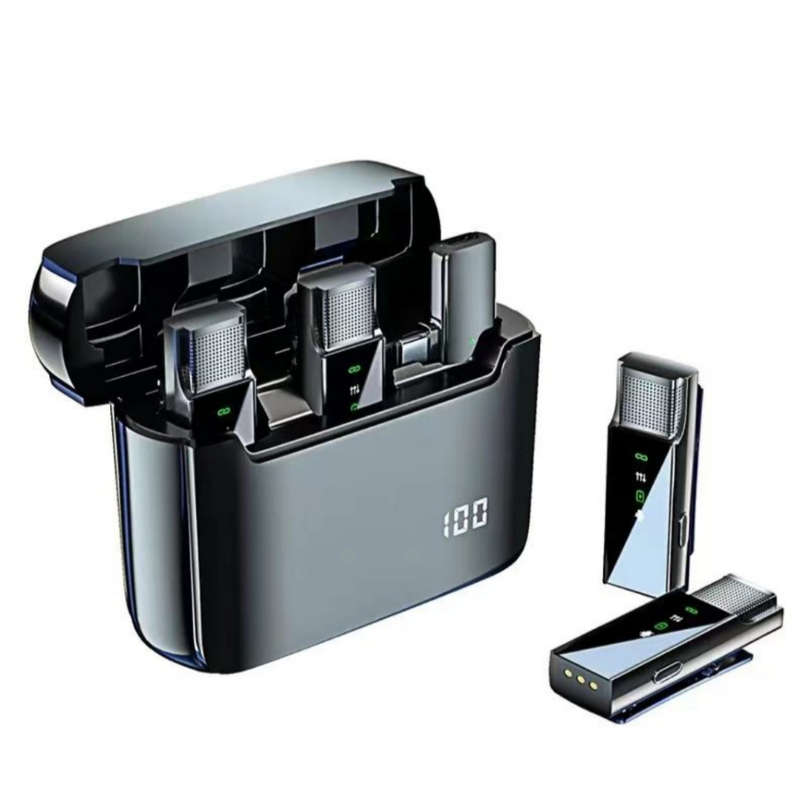 Wireless Lavalier Microphone with Display Charging Box- For IPHONE