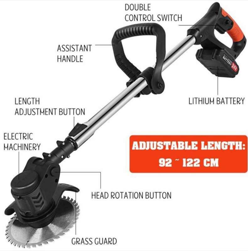 Electric Cordless 24V Weed Eater Brush Cutter with Rechargeable Battery