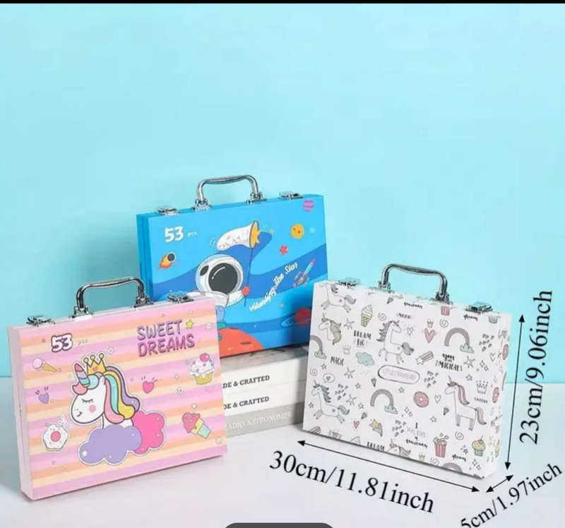 Drawing and Sketch Colored Pencil Crayon Box Watercolor Pen Set 64 Pieces