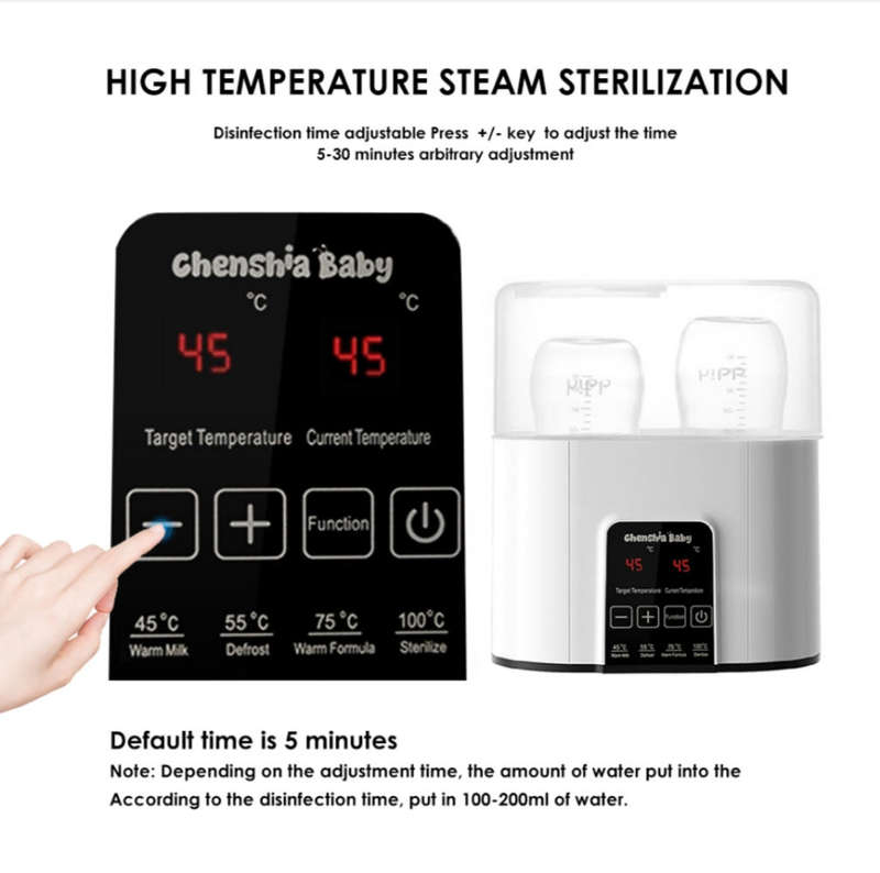 Chenshia Double Bottle Warmer & Steriliser LED Display Accurate Temperature