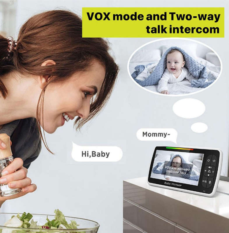 5'' Video Baby Monitor with Audio & Night, Rotation, Wireless 150m