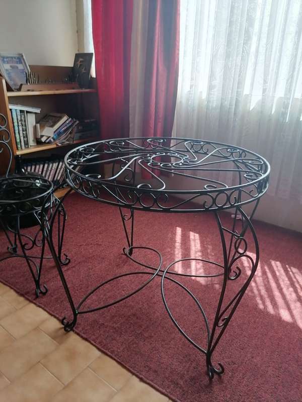 The Rod iron table and chairs