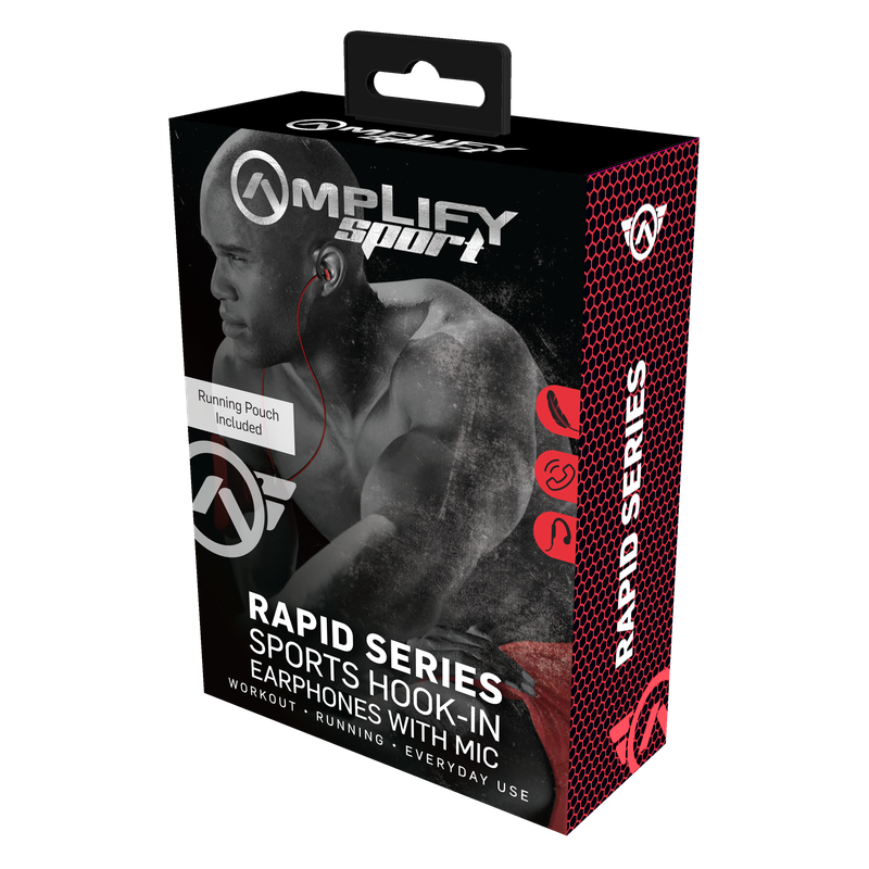 Amplify Sport Rapid Series Earbuds with Pouch  Black/Red