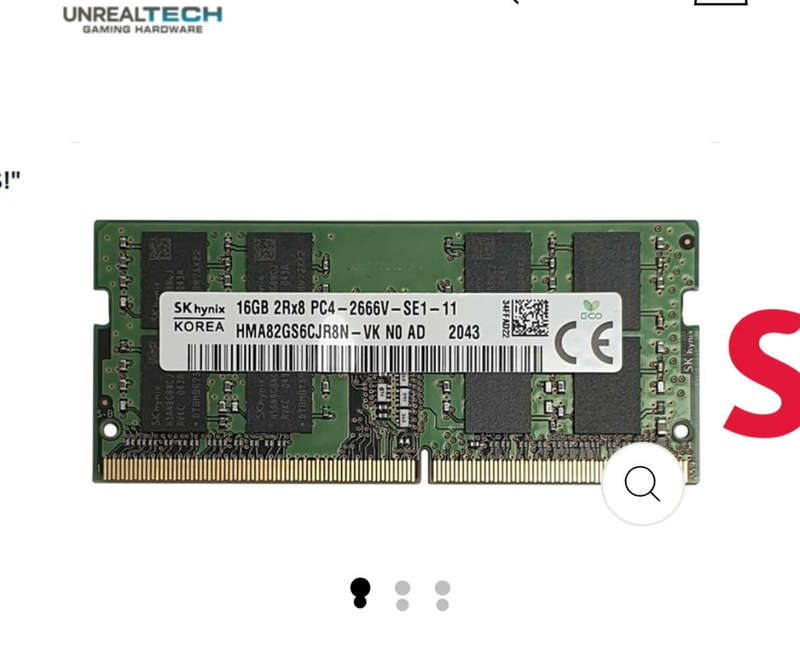 SK hynix 16 gig 2666MhZ  DDR4 laptop ram used
