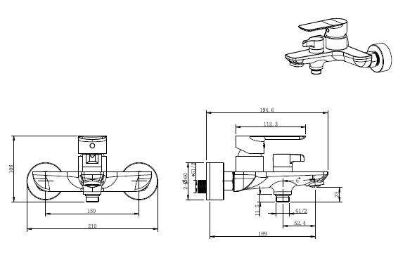 Cobra Bath Mixer Tap | Bathroom Faucet Wall Seine