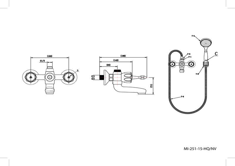 Cobra Bath Mixer Tap Faucet Wall Metsi