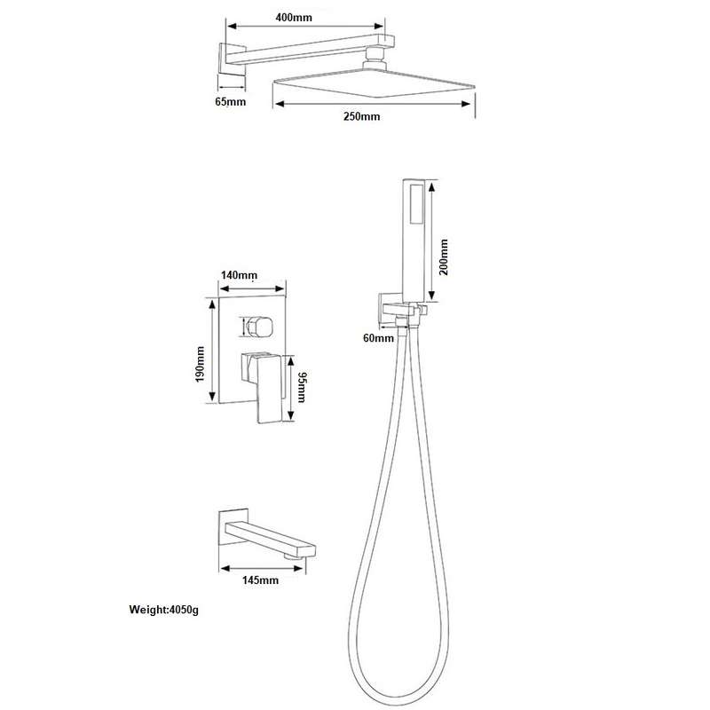 Kessler Superioer Shower Set Complete With Diverter and Spout - Different Color
