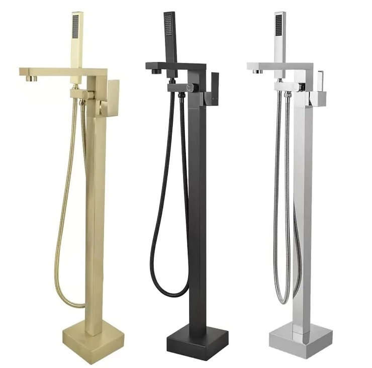 Kessler Free Standing Bath Mixer Tap | Bathroom Faucet Square Chrome | Black |Gold - Different Color