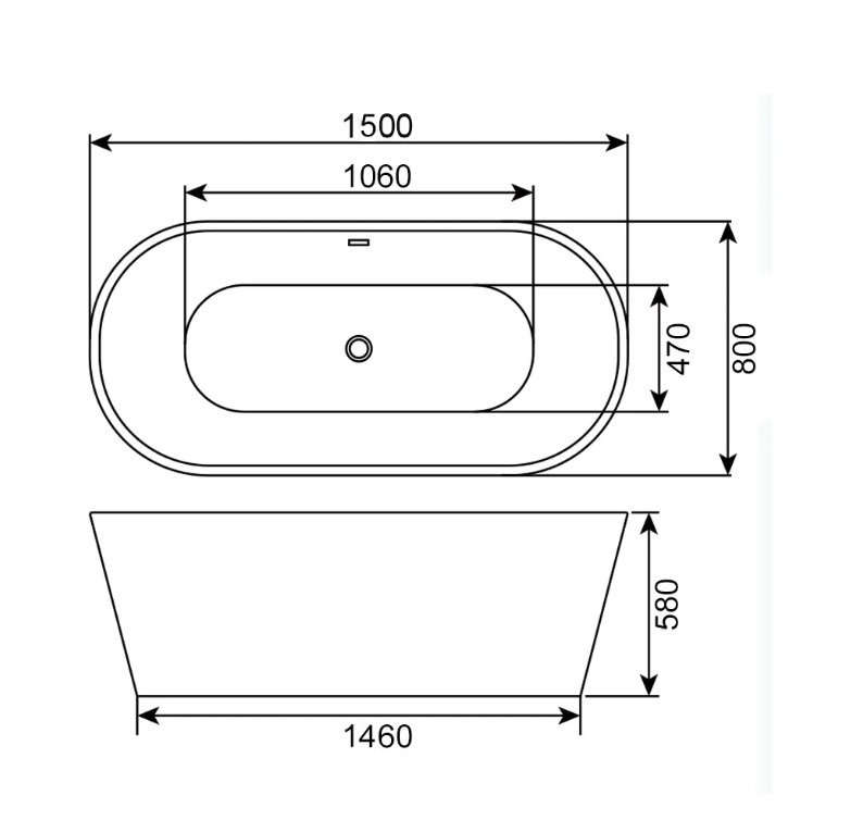 Kessler Bath Tub Free Standing Style White | Black 814
