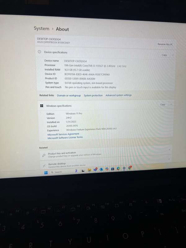 Asus expert book B15 - Intel i5 11th gen , 16 Gb ram, 512 Gb SSD