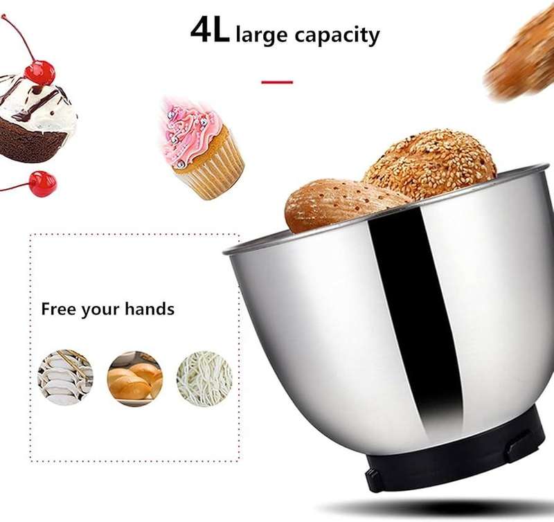 3-in-1 Stand Mixer with Dough Hook, Whisk & Beater