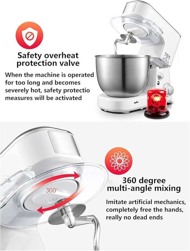 3-in-1 Stand Mixer with Dough Hook, Whisk & Beater