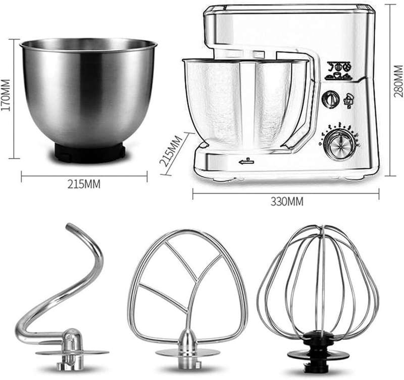 3-in-1 Stand Mixer with Dough Hook, Whisk & Beater