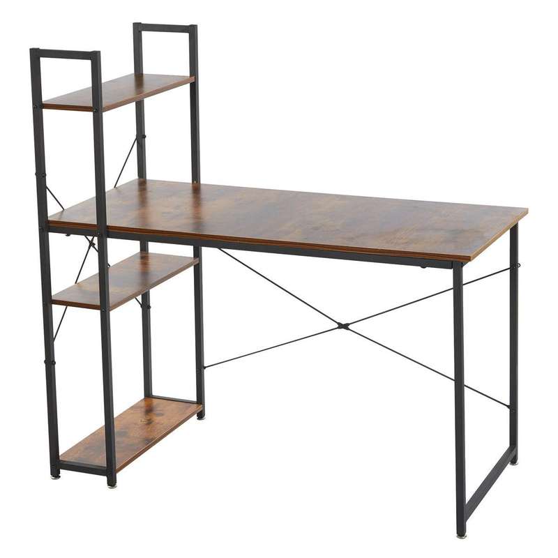 Computer Desk with 4 Storage Shelves