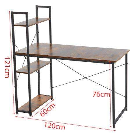 Computer Desk with 4 Storage Shelves