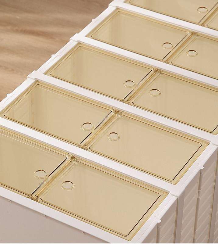 Double Row Folding Transparent Plastic Shoe Cabinet Without Installation