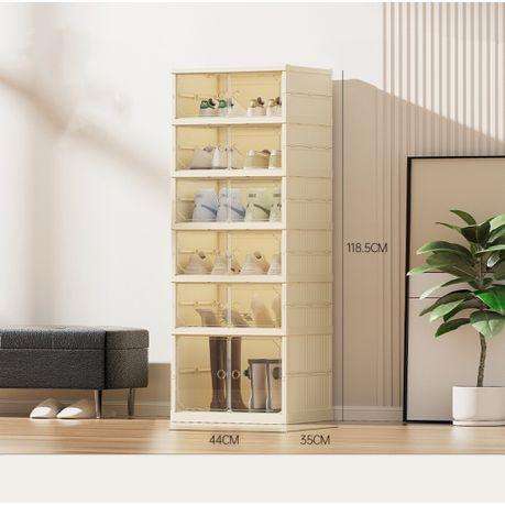 Double Row Folding Transparent Plastic Shoe Cabinet Without Installation