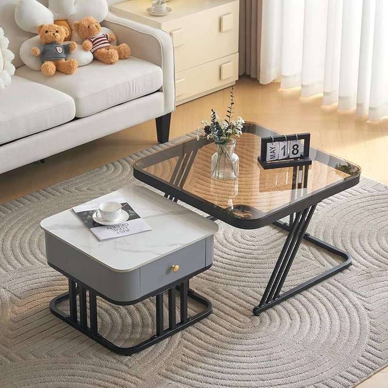 Modern Luxury 2 piece coffee table with drawer