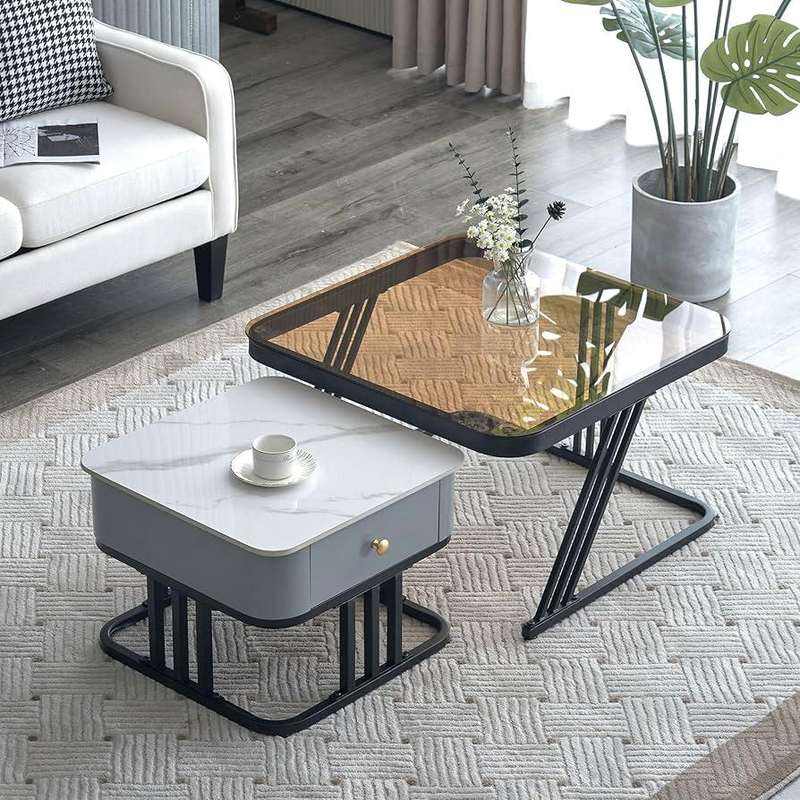 Modern Luxury 2 piece coffee table with drawer