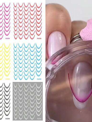 Gradient French Line Nail Stickers -12pcs