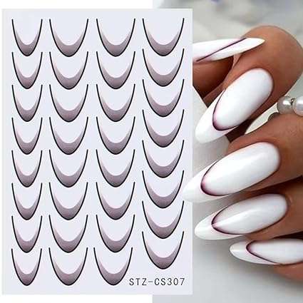 Gradient French Line Nail Stickers -12pcs