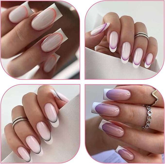 Gradient French Line Nail Stickers -12pcs
