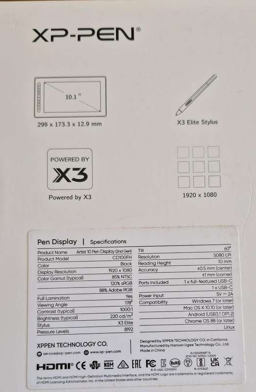 XPPen Artist 10 (2nd) Pen Design Graphic Drawing Tablet Black
