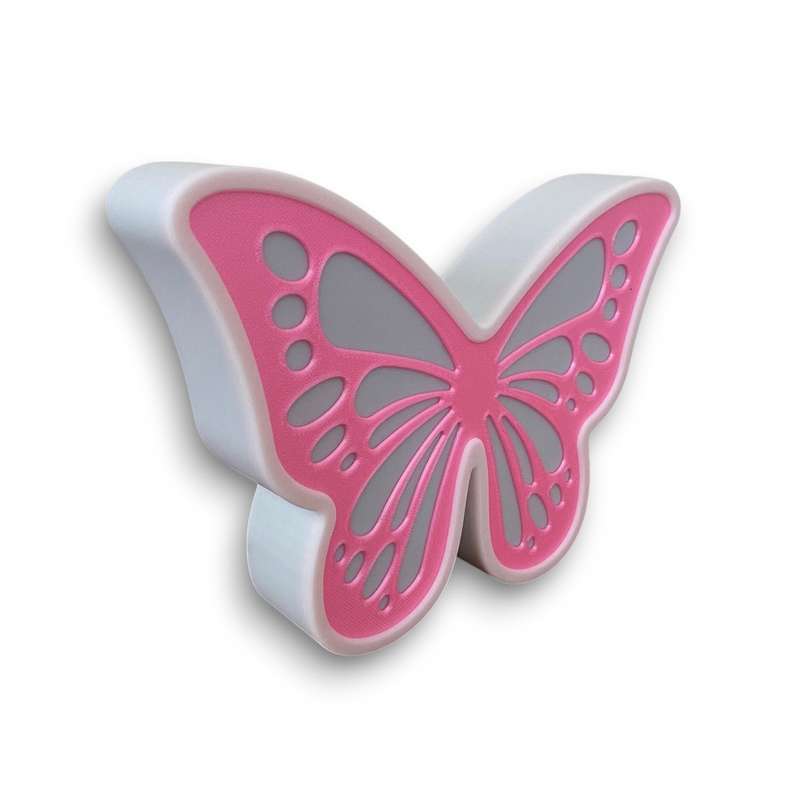 Kids Butterfly Night Light / Desk Lamp with RF Remote - White & Pink
