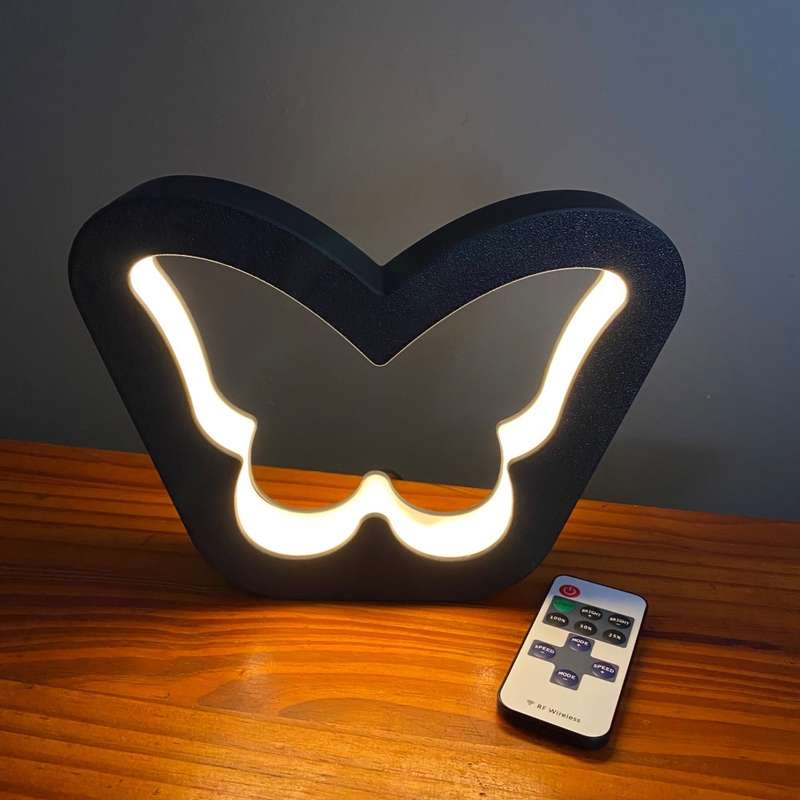Kids Butterfly Night Light / Desk Lamp with RF Remote - Black
