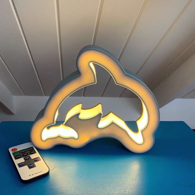 Kids Dolphin Night Light / Desk Lamp with RF Remote - Grey