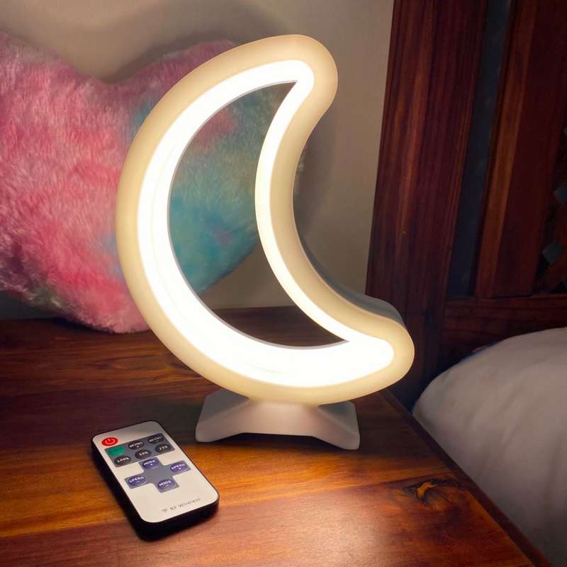 Kids Moon Night Light / Desk Lamp with RF Remote - White
