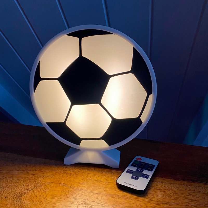 Kids Soccer Ball Night Light / Desk Lamp with RF Remote - Black & White