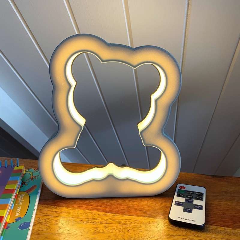Kids Teddy Night Light / Desk Lamp with RF Remote - Grey