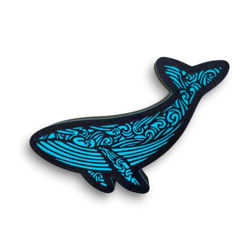 Decorative Mandala Whale Light Box / Kids Night Light with Dimmer Switch - Black and Turquoise