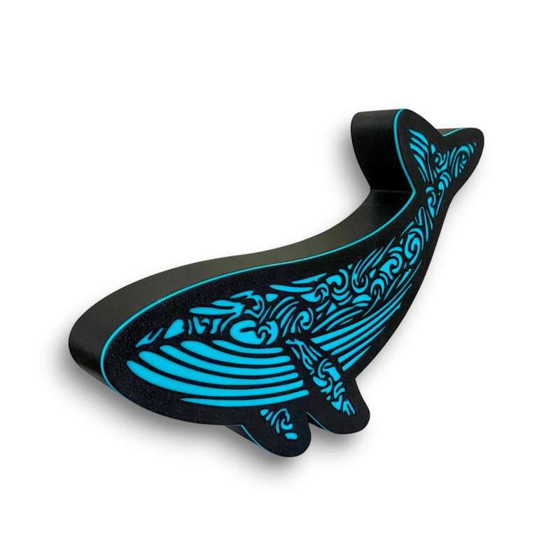Decorative Mandala Whale Light Box / Kids Night Light with Dimmer Switch - Black and Turquoise
