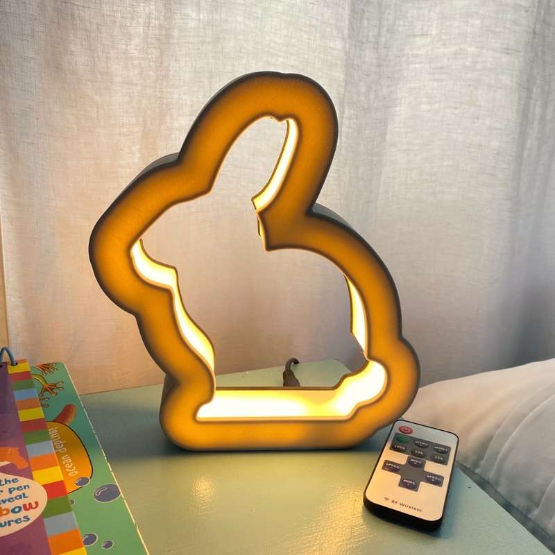 Kids Bunny Night Light / Desk Lamp with RF Remote - Grey