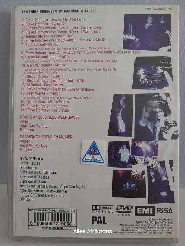 Steve Hofmeyr - Toeka, Nag van die Legendes (DVD)