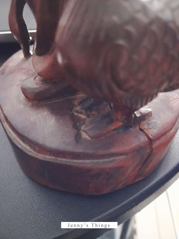 Wooden Chines figurine - Girl feeding geese (Height 27cm)
